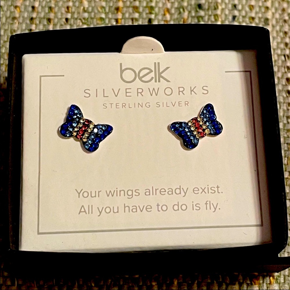 Belk Silverworks Sterling Silver Butterfly Stud Earrings - NWT